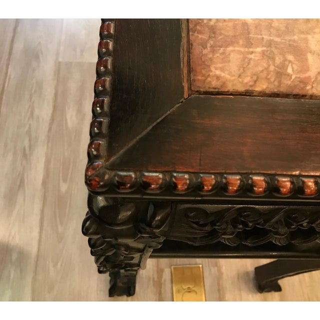 19th Century Hand Carved Stand with Marble Top For Sale - Image 9 of 11