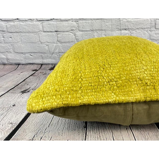 20 x 20 Hemp Pillow Turkish Cushion Natural Green Pillow Cushion Cover For Sale - Image 4 of 4