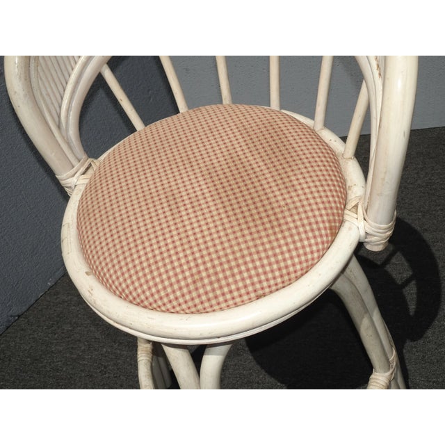 Vintage Rustic French Country White Bamboo Rattan Barstools Bar Stools For Sale In Los Angeles - Image 6 of 12