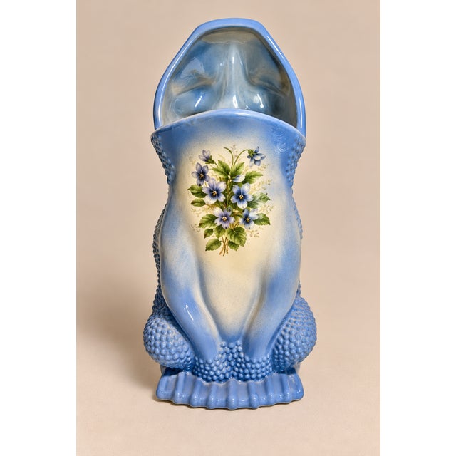 Blue 20th C. MCM Gump's Italian Porcelain Umbrella Holder Floral Motif Decorative Stand For Sale - Image 8 of 8