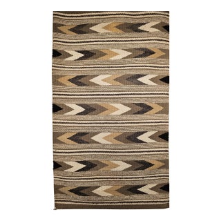 Vintage Navajo Navajo Rug, Chevron Band Pattern, Native American Wall Art, 2x3 For Sale