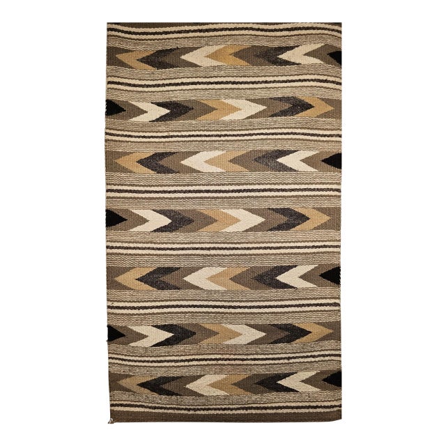 Vintage Navajo Navajo Rug, Chevron Band Pattern, Native American Wall Art, 2x3 For Sale