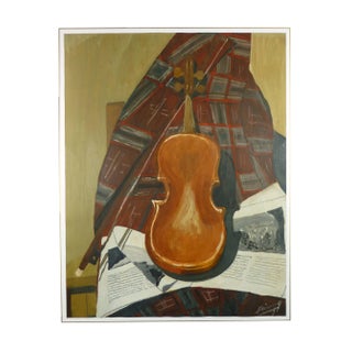 Robert Cerouge "Violin at Rest" Painting For Sale