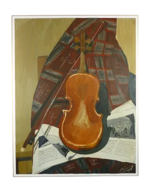 Robert Cerouge "Violin at Rest" Painting