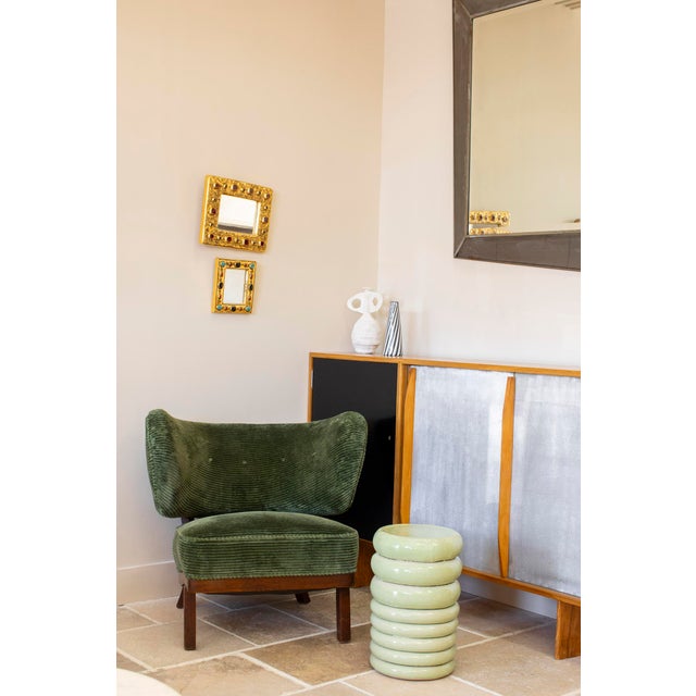 Rich green cordoroy Otto Schultz Easy lounge chair Sweden, 1940's cordoroy, wood DIMENSIONS 30 h x 32 w x31 d in