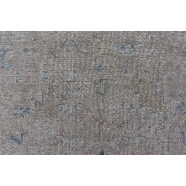 Early 20th Century Antique Persian Heriz Rug With Sub-Geometric Design in Cream and Blue For Sale - Image 11 of 13