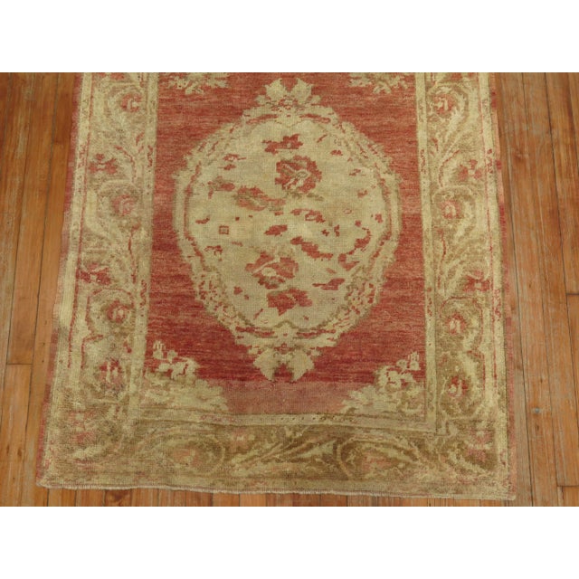 Red Antique Muted Turkish Floral Runner - 3'5" x 9'2" For Sale - Image 8 of 12