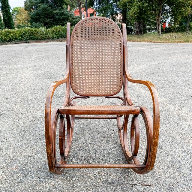 Bentwood and Wicker Rocking Chair from Thonet, 1930s For Sale - Image 11 of 16