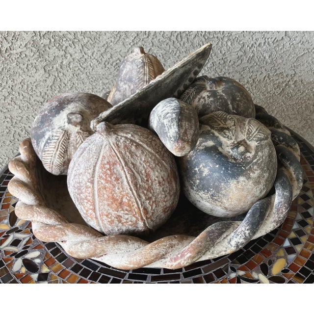 Late 20th-Century Mexican Barro Rojo (Red Clay) Earthenware Centerpiece Faux Fruit Platter - 8-Pieces For Sale - Image 16 of 18