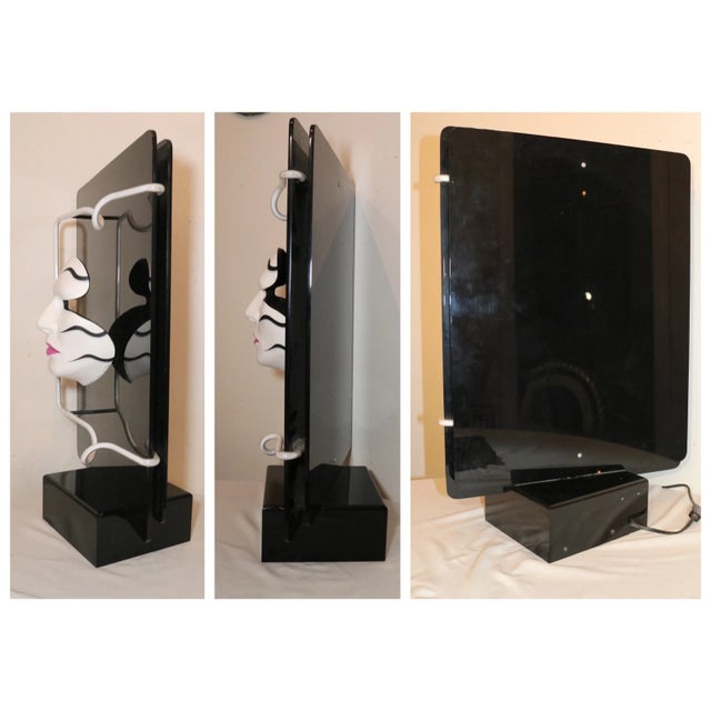 1990s Craig Kraft Studio Lucite and Ceramic Neon Light Mask Sculpture Statue Modern For Sale - Image 12 of 12