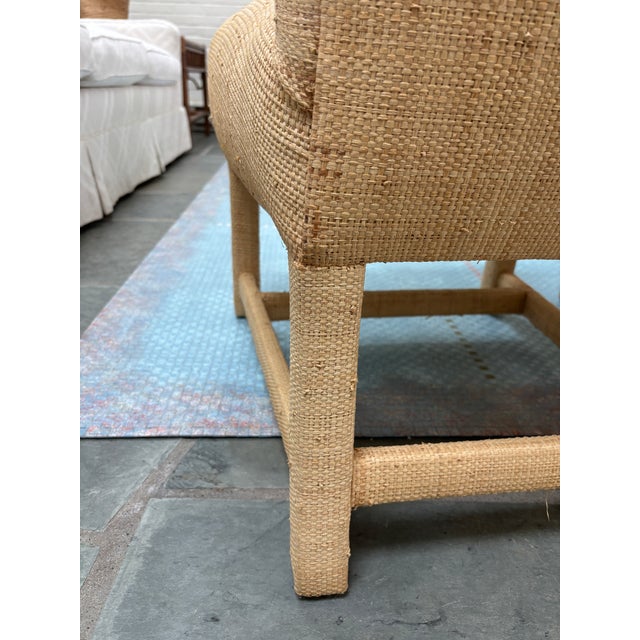 Textile 1980s Pair of Fully Upholstered Raffia Chairs For Sale - Image 7 of 7