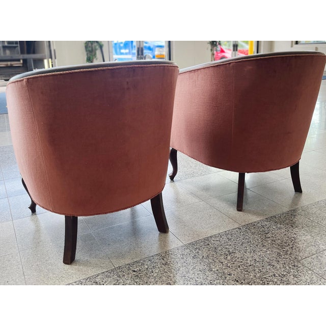 1930s Danish Deco Barrel Club Chairs - A Pair For Sale - Image 16 of 16
