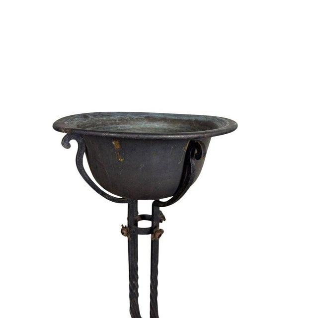 1900 - 1909 Antique Wrought Iron Plant Stands With Pot - Set of 2 For Sale - Image 5 of 12