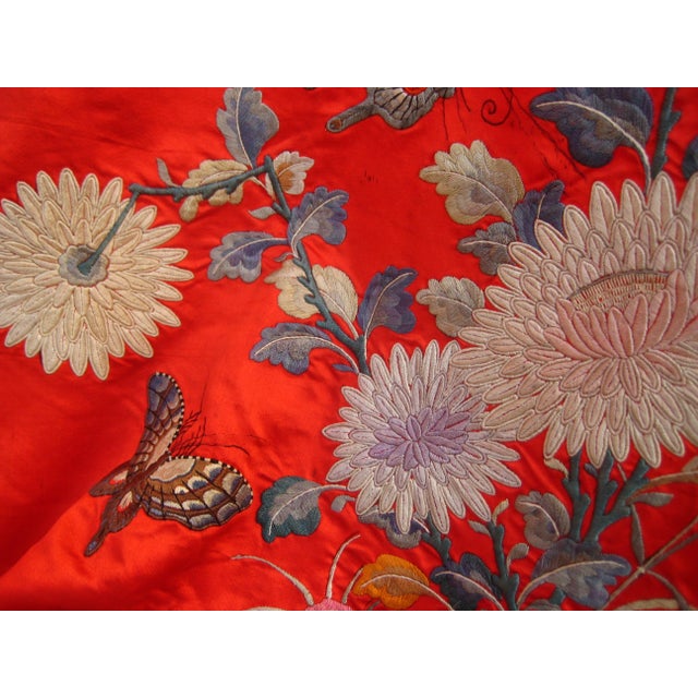 Red Silk Chinese Embroidery of a Dragon 19 Century For Sale - Image 6 of 15
