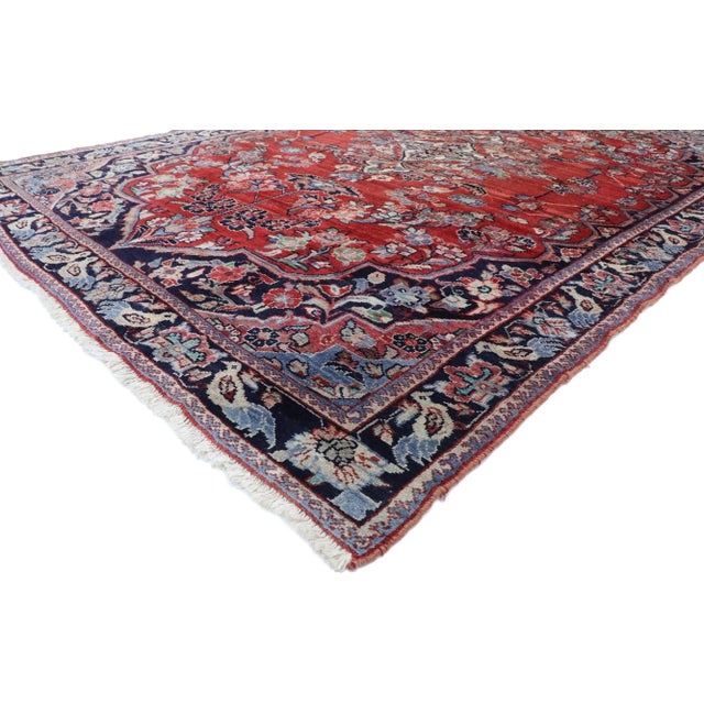 74965 Vintage Persian Mahal Rug, 06’10 x 09’03. Step into the timeless elegance of this hand-knotted wool vintage Persian...