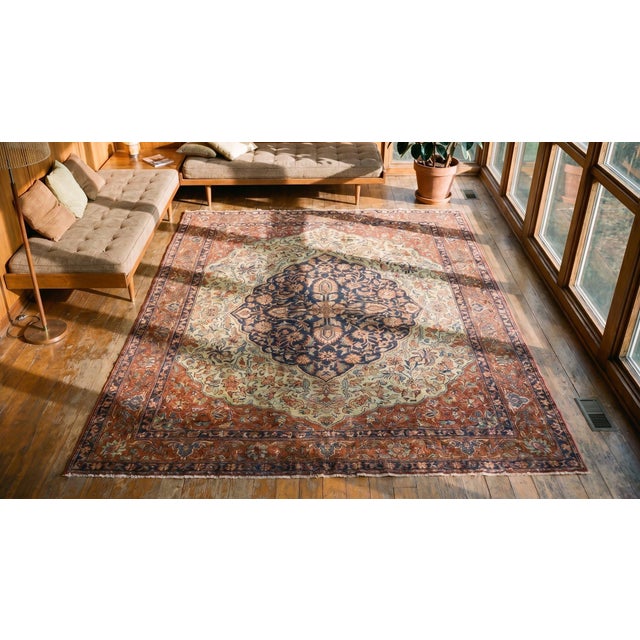 1930s Medallion Traditional Antique Persian Sarouk Farahan Rug 4'5" X 6'10" Handknotted Wool Carpet For Sale - Image 10 of 10