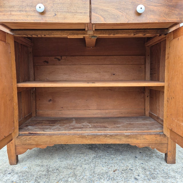 19th Century Antique Primitive Tall Screened Door Oak Pie Safe Jelly Cupboard Storage Cabinet For Sale - Image 11 of 17