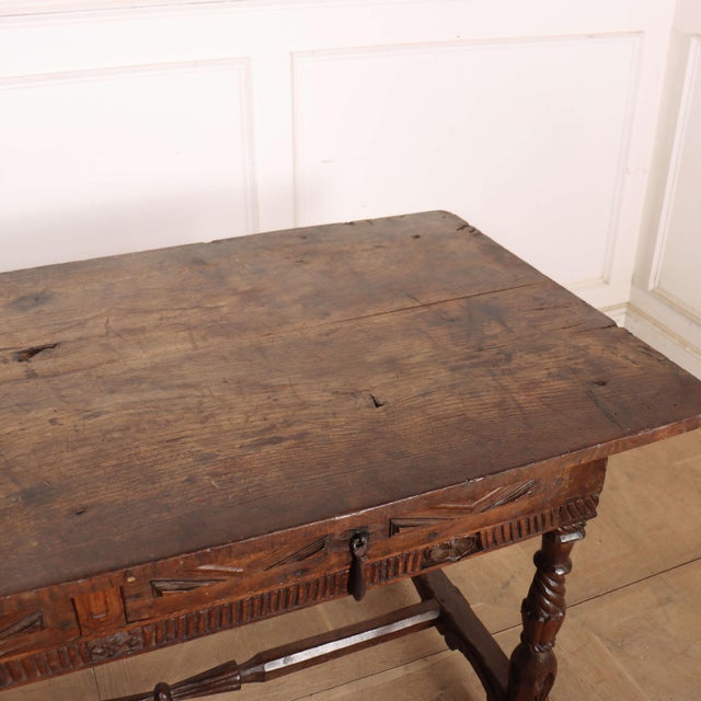 Portuguese Desk in Carved Chestnut For Sale - Image 12 of 18