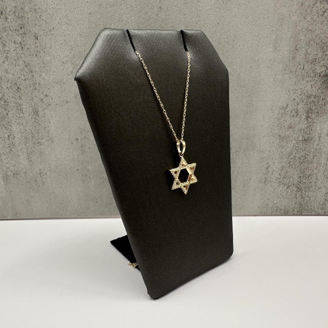 Contemporary Diamond Star of David Necklace 10kt Yellow Gold 0.15ctw Gh Si New For Sale - Image 3 of 6