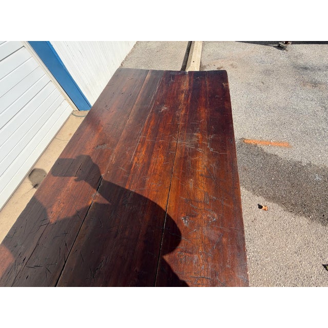 Antique French Oak Country Rustic Dining Table Circa 1800s For Sale - Image 9 of 12