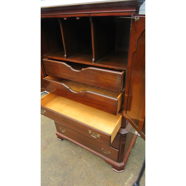 Wood 1980s Ethan Allen Armoire Wardrobe Cherry Chest Georgian Court For Sale - Image 7 of 7