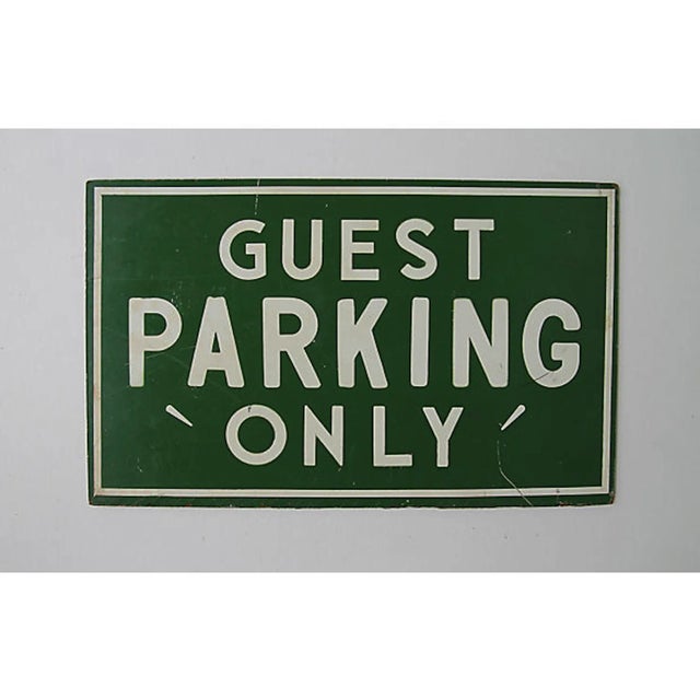 Vintage one-sided screen printed sign for "Guest Parking Only".