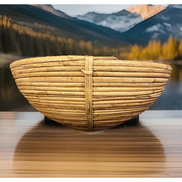 Wood 20th Century Cool Retro MCM bamboo decor basket 26" tall For Sale - Image 7 of 18