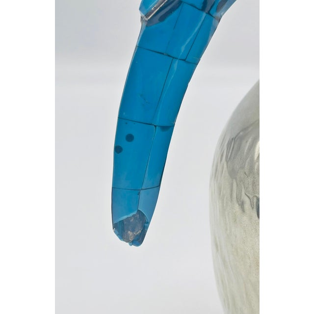 1960s Los Fajardo Silver-Plated Pitcher With Blue Stone Inlaid Parrot Handle, Mexico For Sale - Image 14 of 17