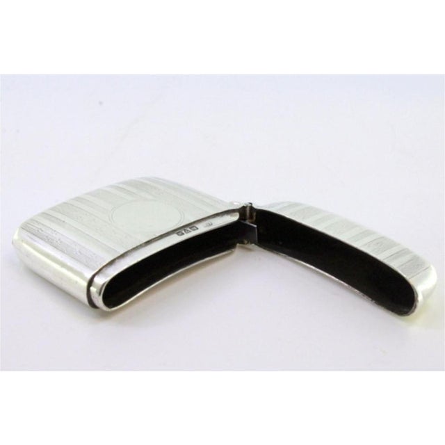 George V Silver Guilloche Matchbox with Bands and Monogram Card For Sale - Image 6 of 7