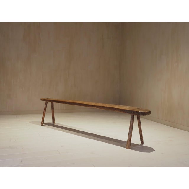 Vintage Rustic Wooden Bench, 1920s For Sale - Image 6 of 9