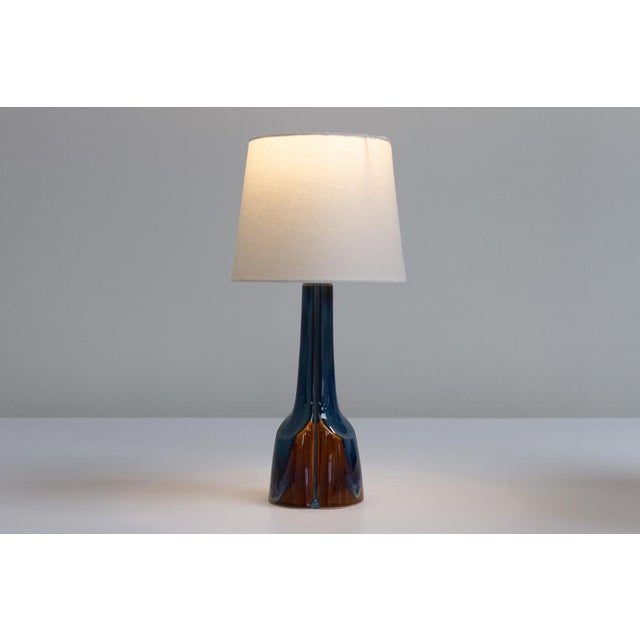 Blue Danish Modern Blue and Brown Ceramic Table Lamp by E. Johansen for Søholm, 1960s For Sale - Image 8 of 18