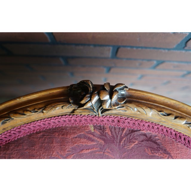 French Provincial Antique French Carved Walnut Accent Chair For Sale - Image 3 of 11