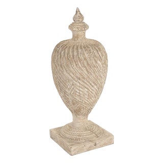 Julius Antique White Poplar Wood Urn For Sale