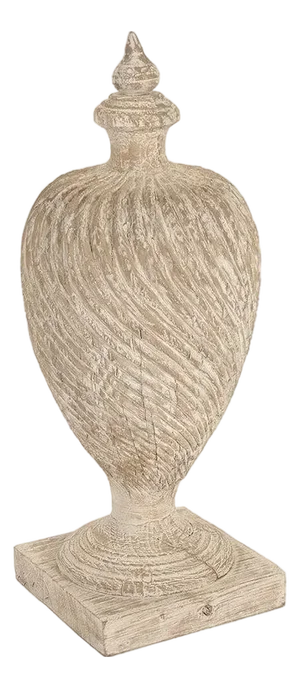 Julius Antique White Poplar Wood Urn
