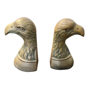 Pair of Vintage Brass Bald Eagle Bookends