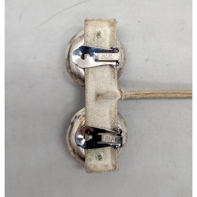 Vintage 1972 Signed Napier Silvertone Round Domed Griffin Clip Earrings-2 Pieces For Sale In Philadelphia - Image 6 of 8