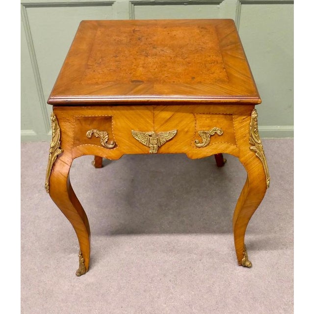 French Empire Style Burr Walnut and Ormolu Game Table For Sale - Image 6 of 8