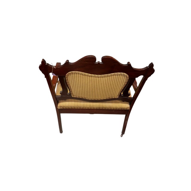 Mid-Century Modern 1970s Striped Loveseat W/ Wheels For Sale - Image 3 of 3