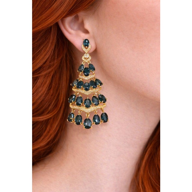 Baroque Bochic “Capri” Vintage Citrine & White Topaz Earrings Set In 18K Gold & Silver For Sale - Image 3 of 5