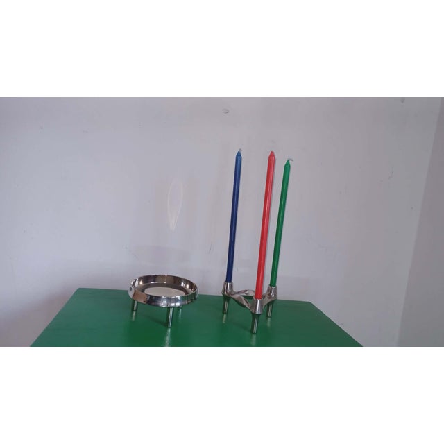 Metal Modular Candleholder and Schale by Ceasar Stoffi & Fritz Nagel for BMF, 1970s, Set of 2 For Sale - Image 7 of 11