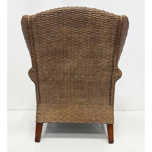 Vintage Braxton Culler Havana Woven Rattan Wingback Chairs, Pair For Sale - Image 9 of 14