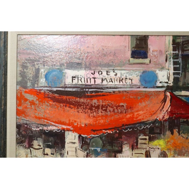 Expressionism Vintage George Schwacha Oil Board Fruit Market Cityscape Expressionism Painting For Sale - Image 3 of 12