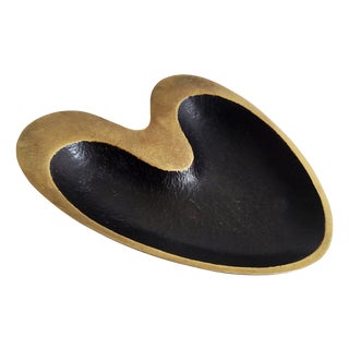 Mid-Century Modern Heart-Shaped Brass Bowl by Walter Bosse for Herta Baller, 1950s For Sale