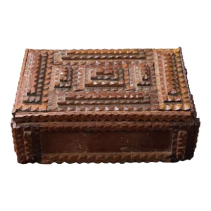 Antique Chip Carved Four Layer Tramp Art Box