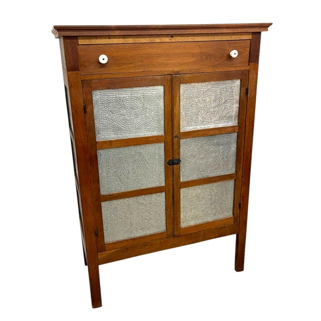 Wood 1970s Wood and Metal Pie Cabinet With Fixed Interior Shelves For Sale - Image 7 of 13