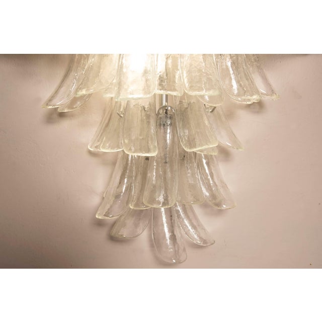 Ivory Wall Light in Transparent Glass Petals from Venini, 1970s For Sale - Image 8 of 11