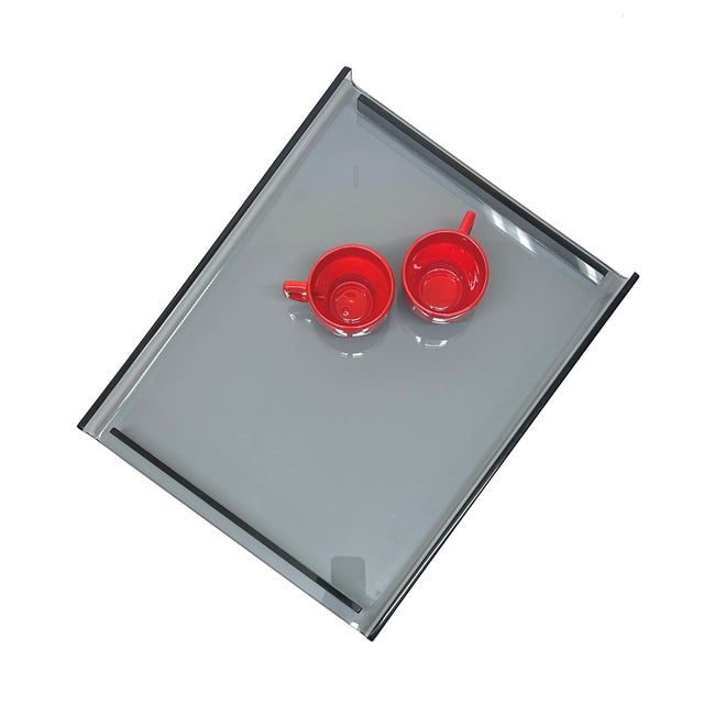 Sleek Cool Grey Lucite Serving Trays For Sale - Image 10 of 13