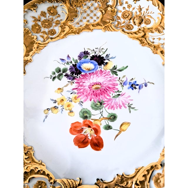 Decorative Bowls in Polychrome Floral Decoration and Gilded Rim from Meissen Porcelain, 1960s, Set of 2 For Sale - Image 17 of 18
