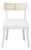 Matthew Izzo Home Britta Matte White Lacquer, Woven Cane, and Linen Upholstered Klismos Style Dining Chair For Sale