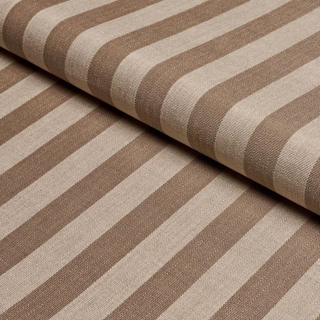 SAMPLE - Schumacher Hanson Indoor/Outdoor Stripe Fabric In Flax For Sale